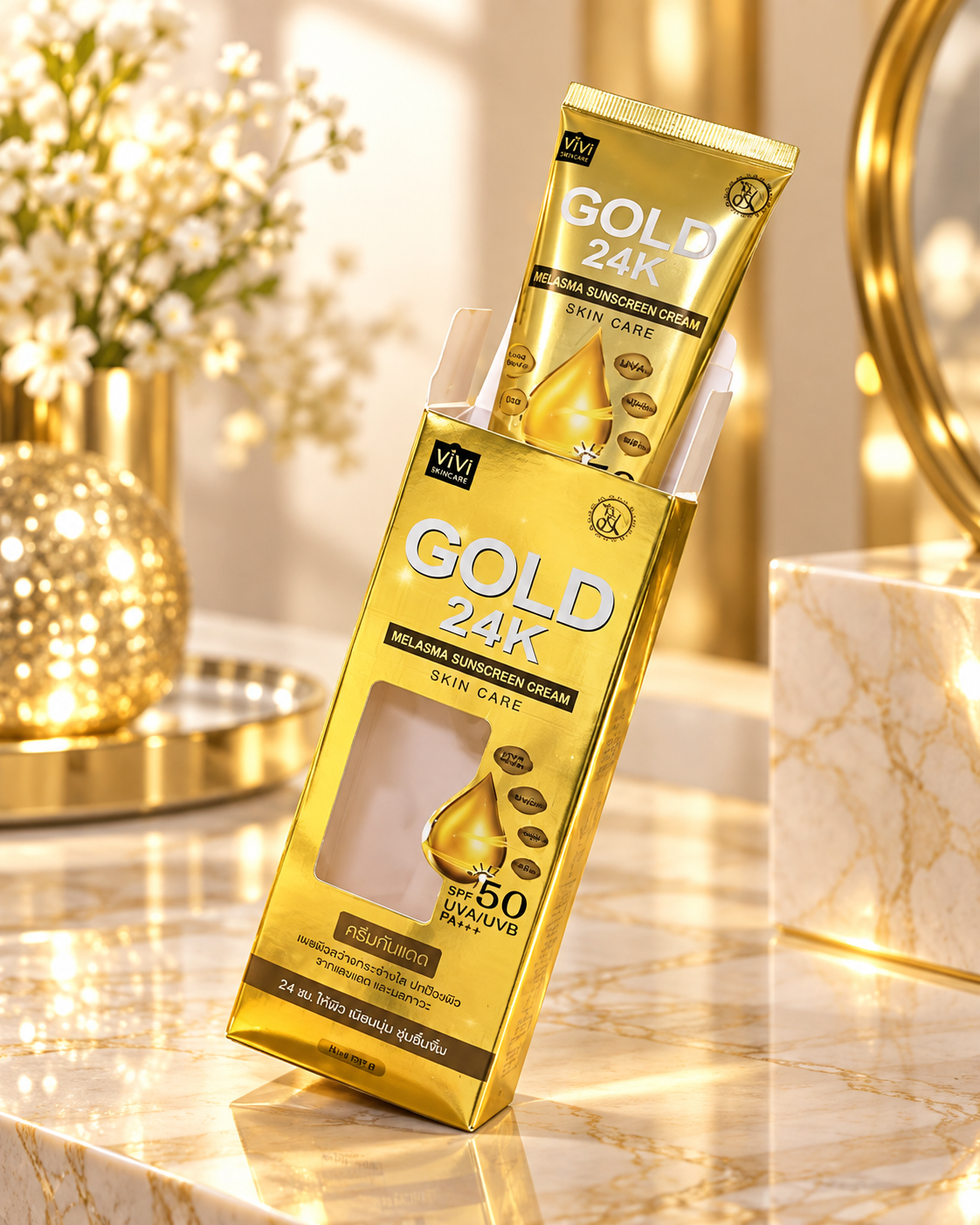 VIVI SKIN CARE GOLD 24K MELASMA SUNSCREEN CREAM (80 G)
