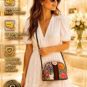 Gucci Ophidia Flora GG Supreme Small Dome Shoulder Bag