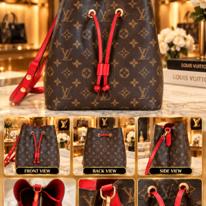 LOUIS VUITTON NÉONOÉ MM MONOGRAM BUCKET BAG – RED