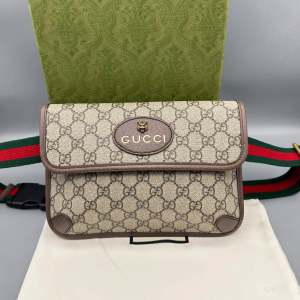 GUCCI NEO VINTAGE GG SUPREME BELT BAG – BEIGE/EBONY WITH WEB STRAP
