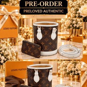 LOUIS VUITTON MONOGRAM MINI BUCKET BAG WITH COIN POUCH – BROWN / WHITE