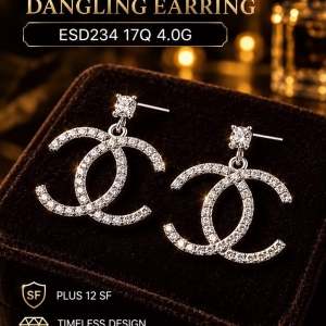 SILVER 925 CHANNEL DANGLING EARRING
